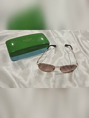 Kate Spade Rose Gold Frame Brown Lenses Sunglasses With Case